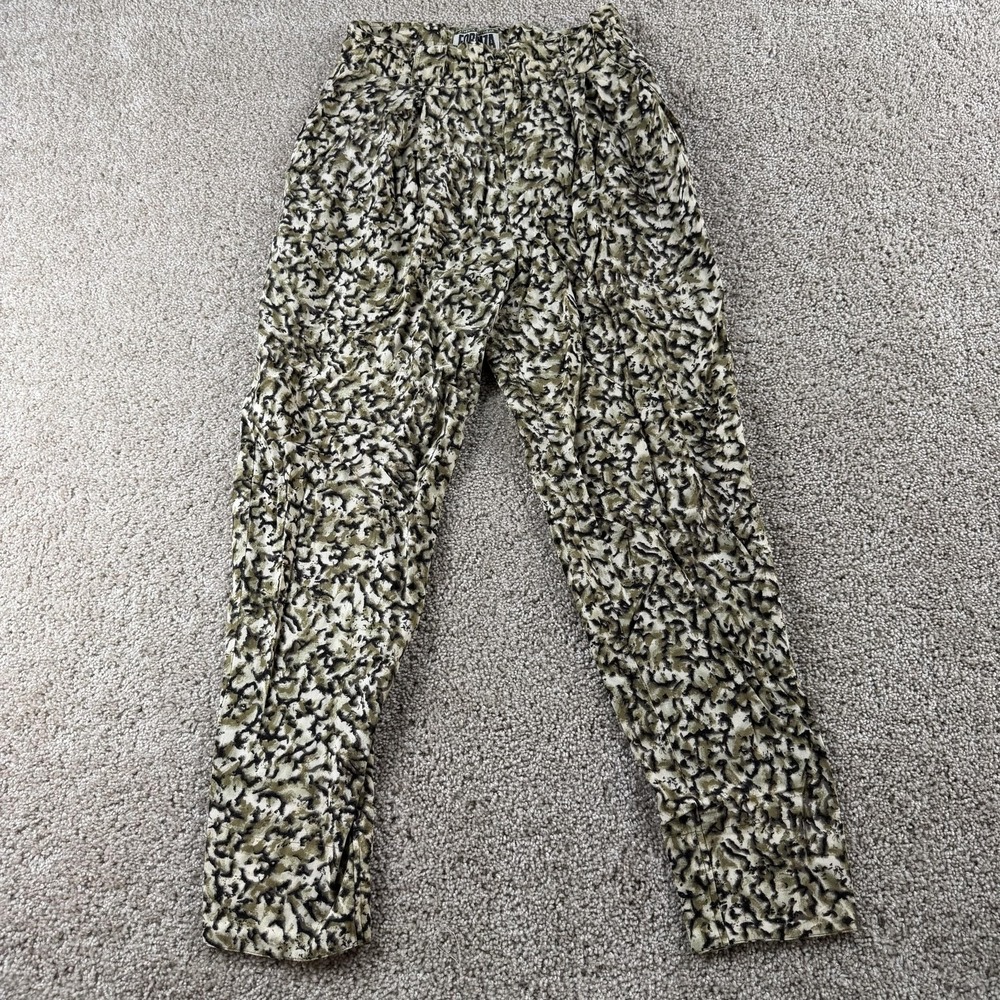 Vintage Forenza Pants Womens XS Green Camo Rayon Harem Elastic Waist Pleated